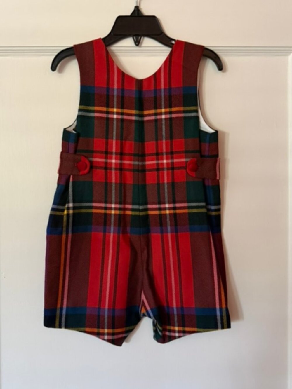 Oscar de la Renta Red Plaid Shortall One-Piece Romper Sz 3